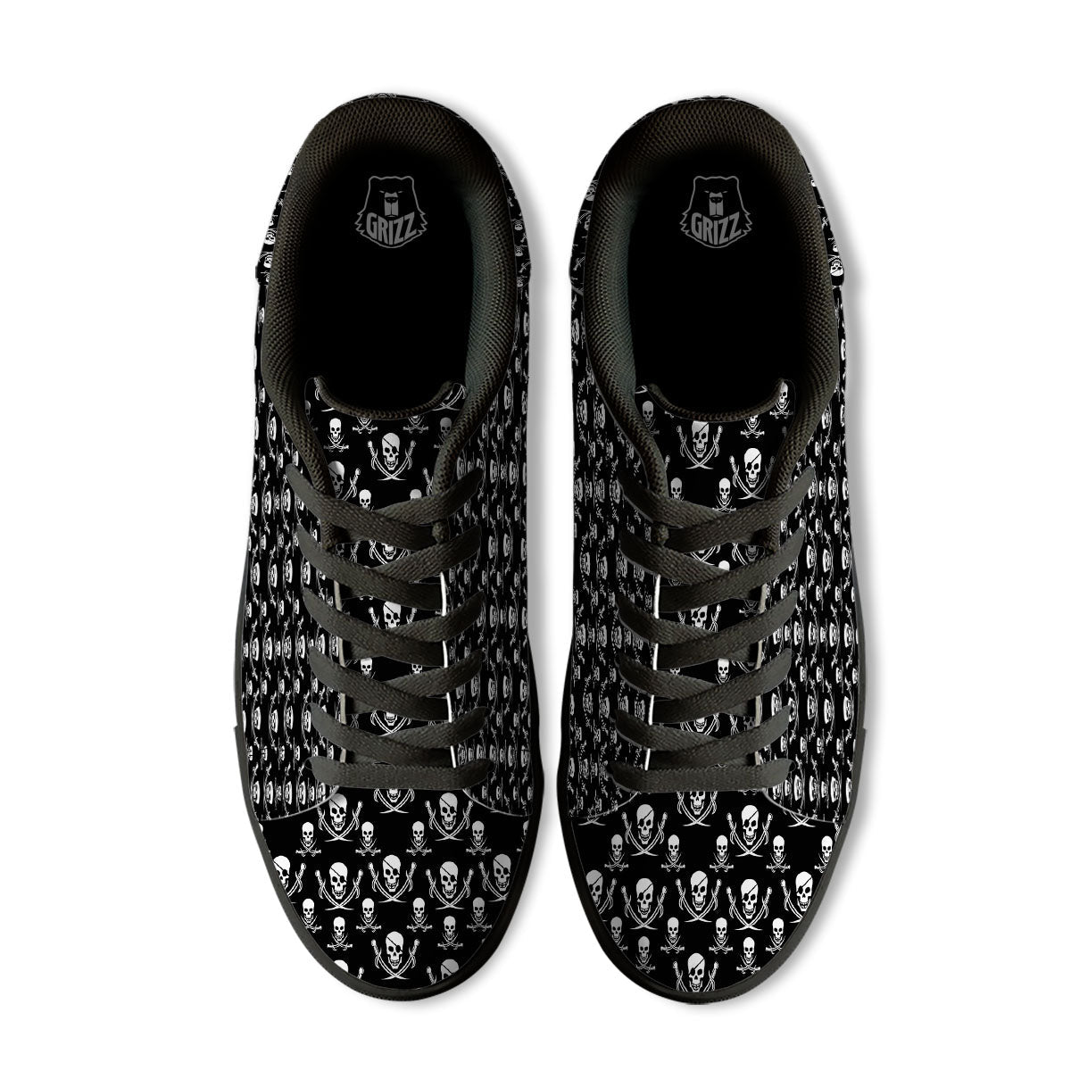 Theme Pirate Print Pattern Black Low Top Sneakers-grizzshop