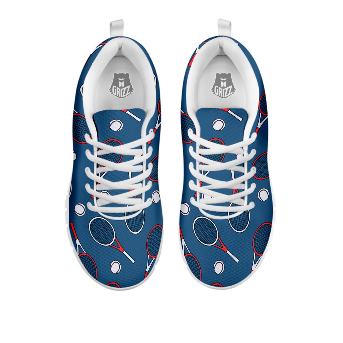 Theme Tennis Print Pattern White Sneaker-grizzshop
