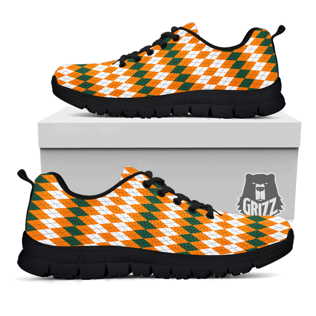 Themed Argyle Halloween Print Pattern Black Sneaker-grizzshop
