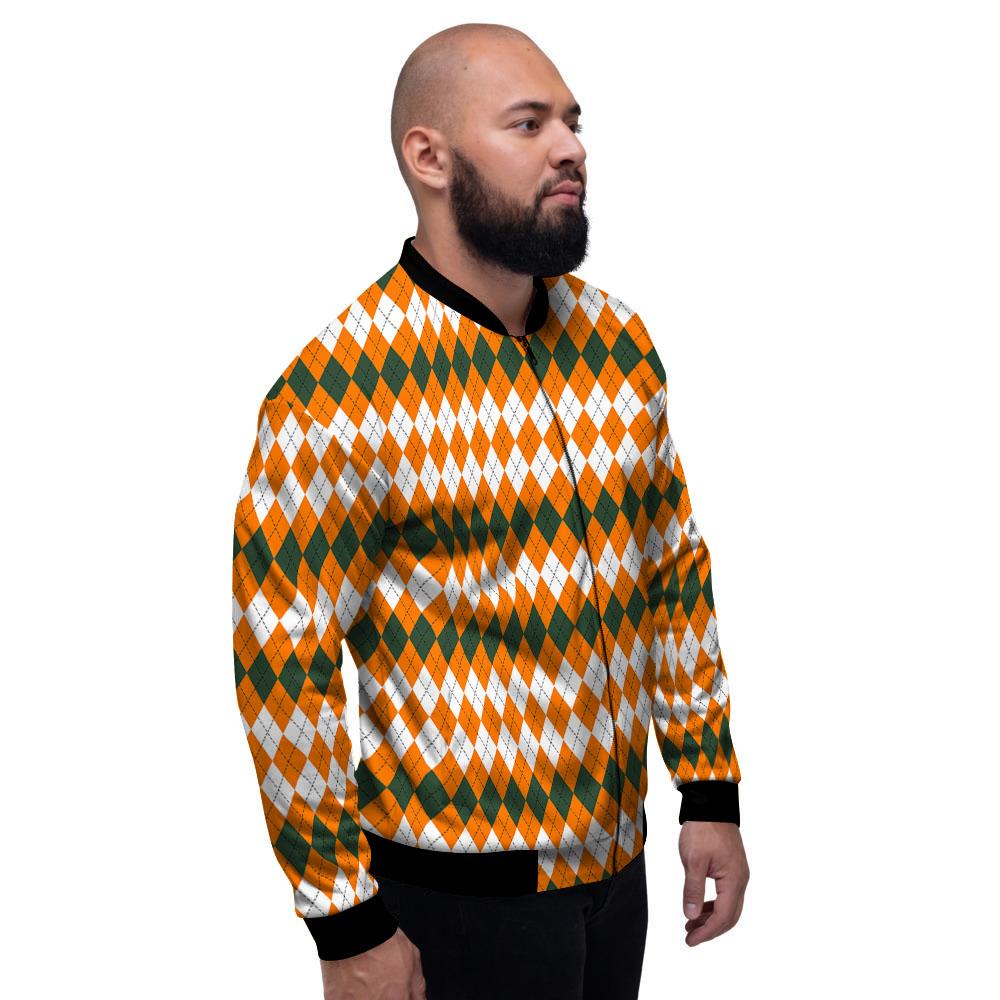 Themed Argyle Halloween Print Pattern Men's Bomber Jacket-grizzshop