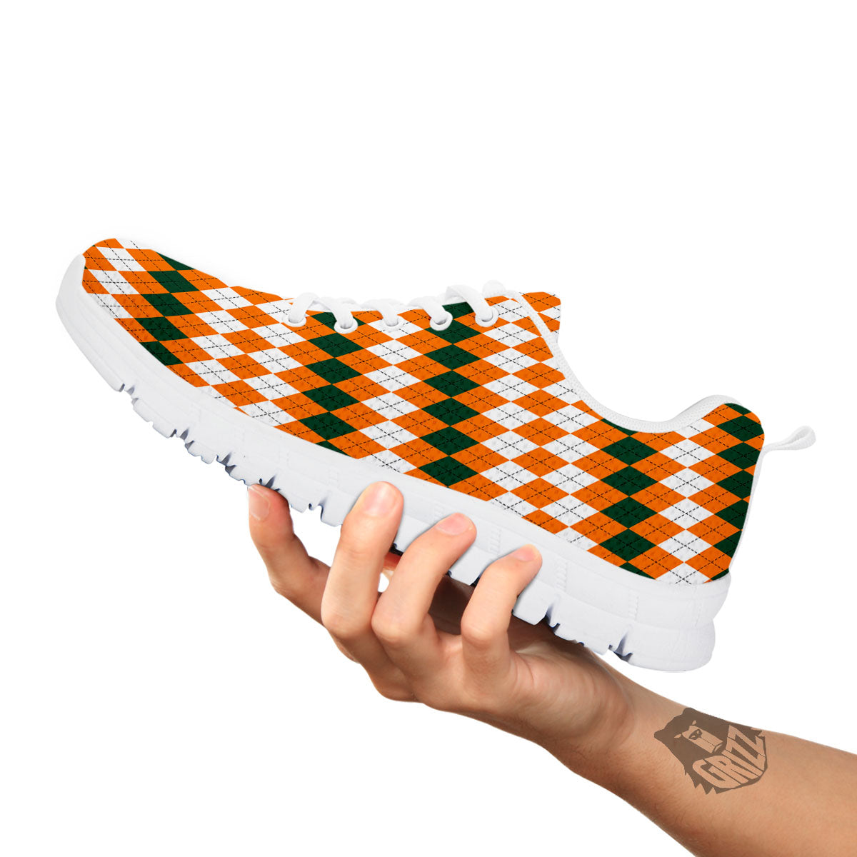 Themed Argyle Halloween Print Pattern White Sneaker-grizzshop