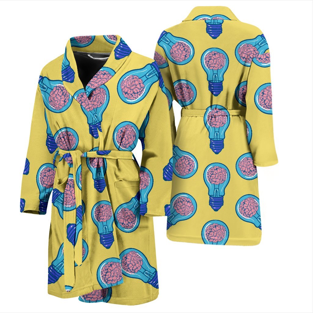 Thinking Brain Pattern Print Men Long Robe-grizzshop