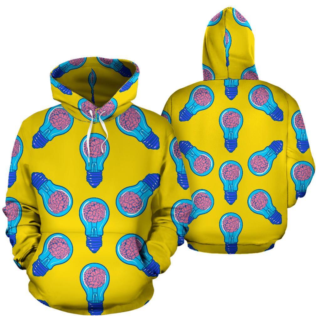 Thinking Brain Pattern Print Men Women Pullover Hoodie-grizzshop