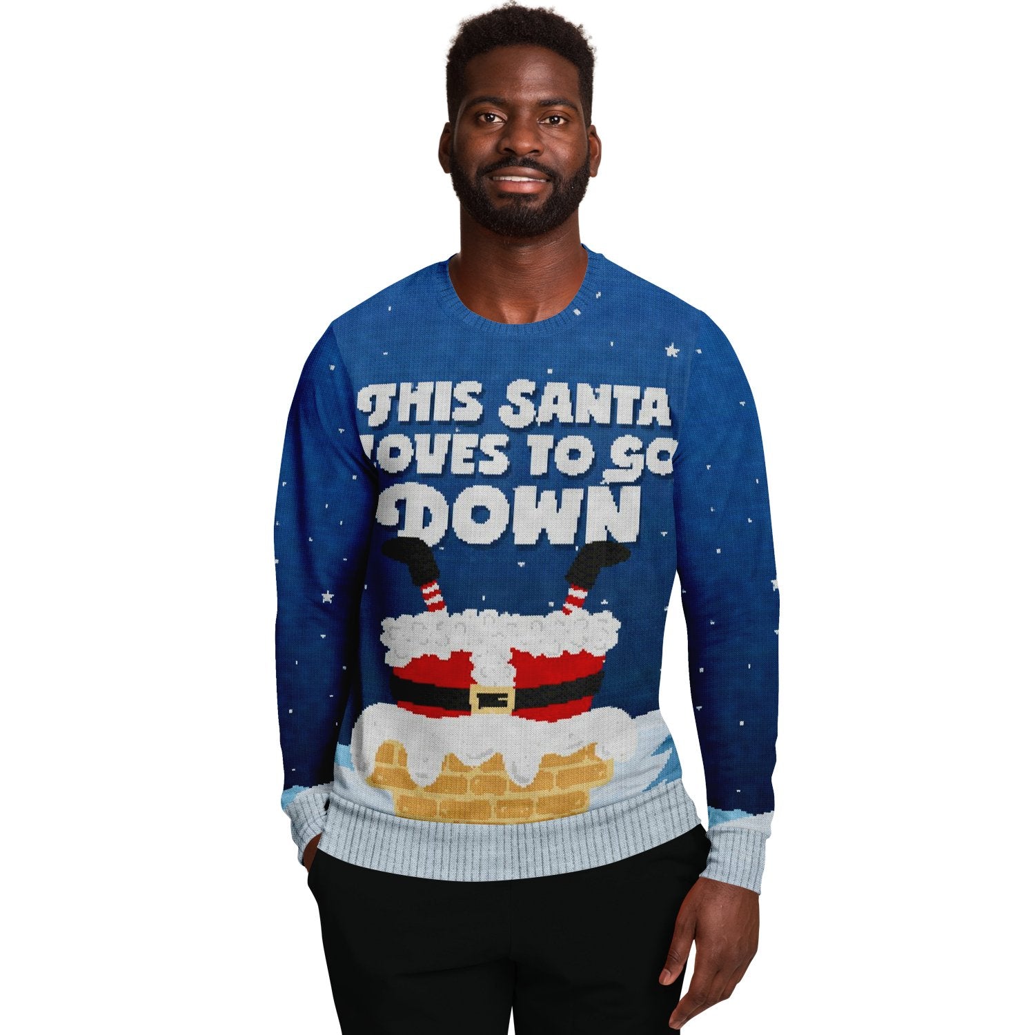 This Santa Loves To Go Down Ugly Christmas Sweater-grizzshop