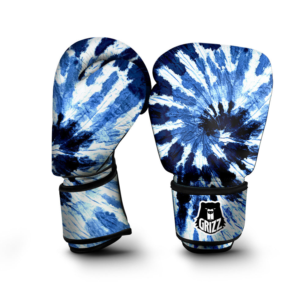Tie Dye Black And Blue Print Boxing Gloves-grizzshop