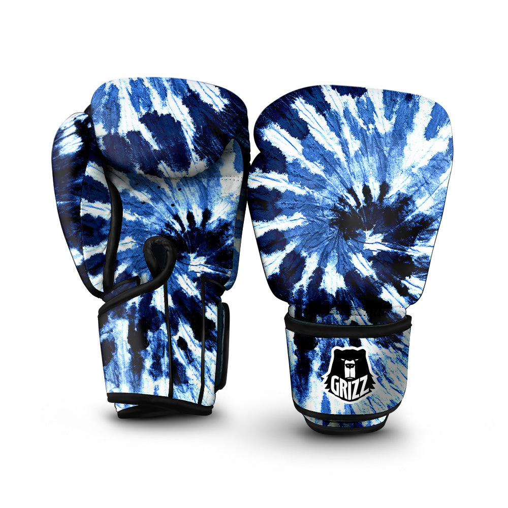 Tie Dye Black And Blue Print Boxing Gloves-grizzshop