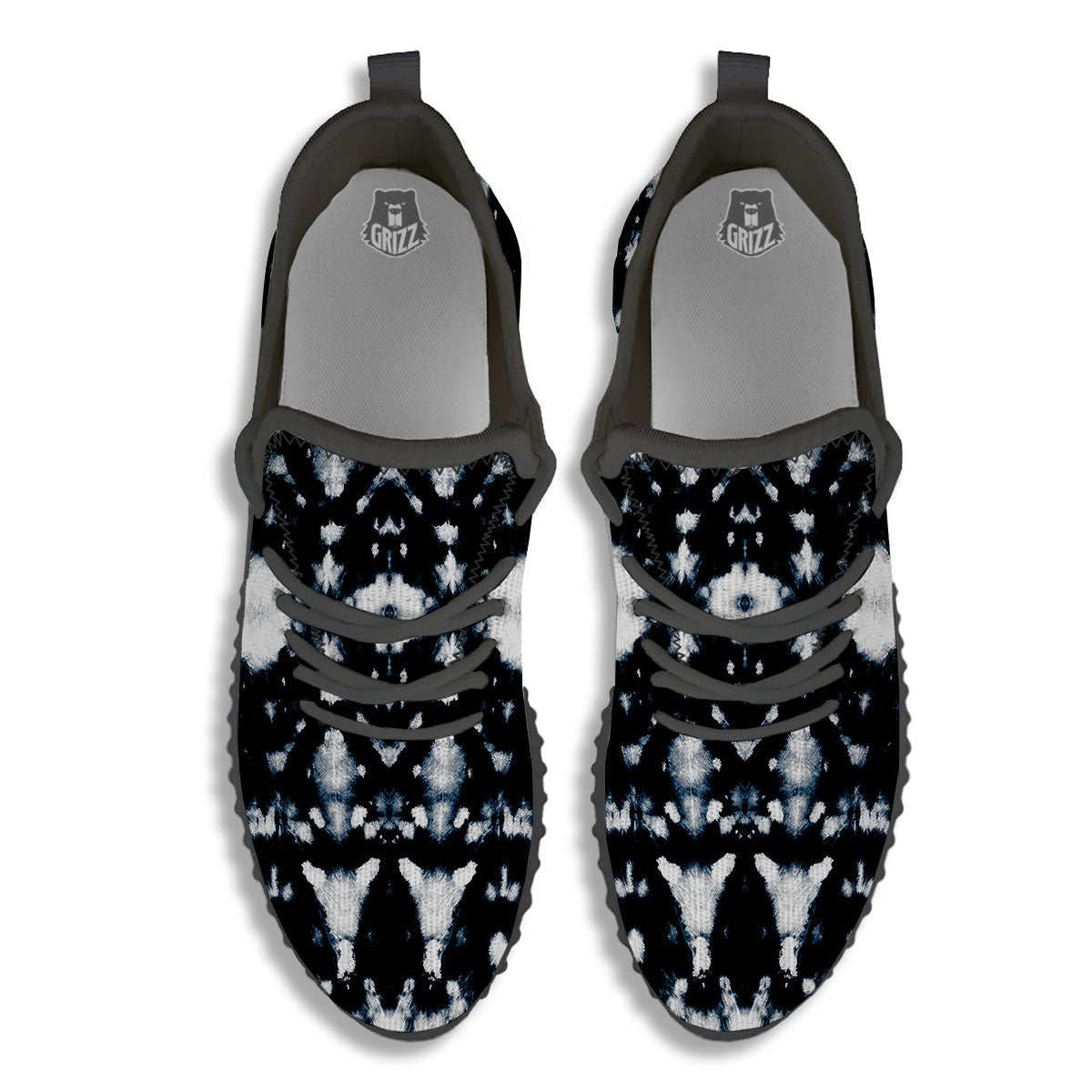 Tie Dye Black Backed Print Black Walking Shoes-grizzshop
