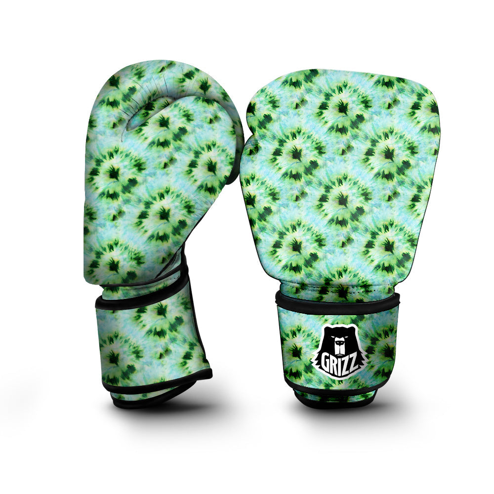 Tie Dye Black Green Watercolor Print Boxing Gloves-grizzshop