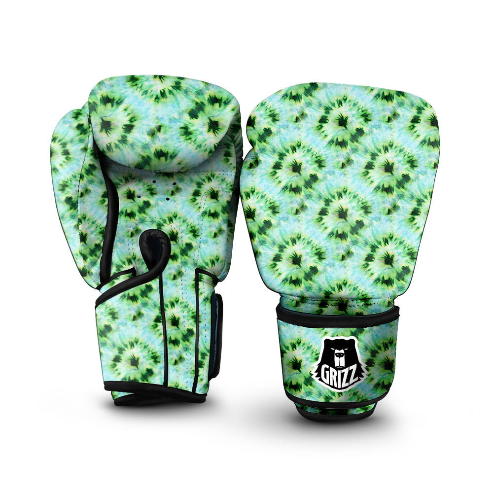Tie Dye Black Green Watercolor Print Boxing Gloves-grizzshop
