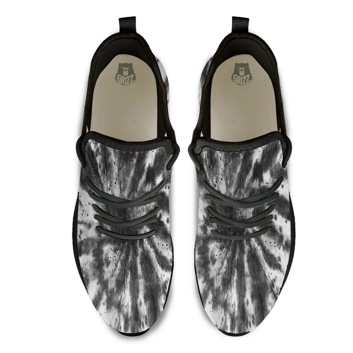 Tie Dye Black White Print Pattern Black Athletic Shoes-grizzshop