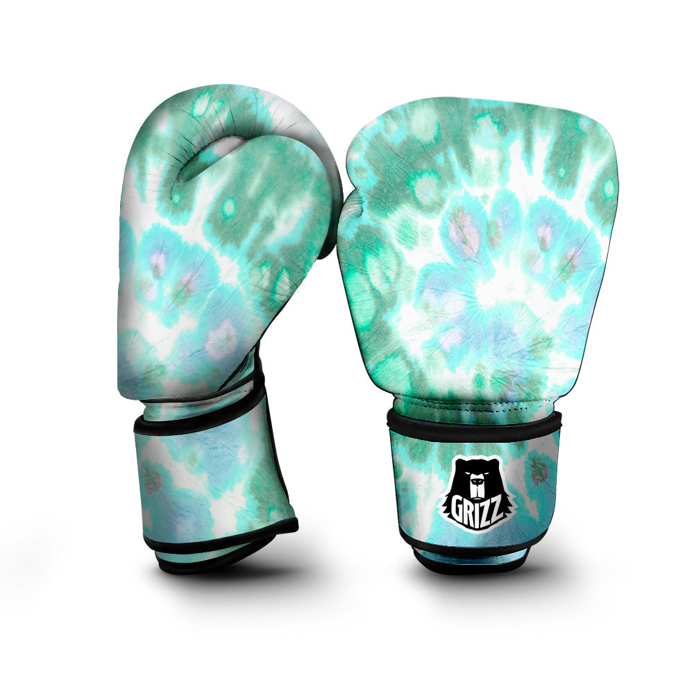 Tie Dye Blue Green And White Print Boxing Gloves-grizzshop