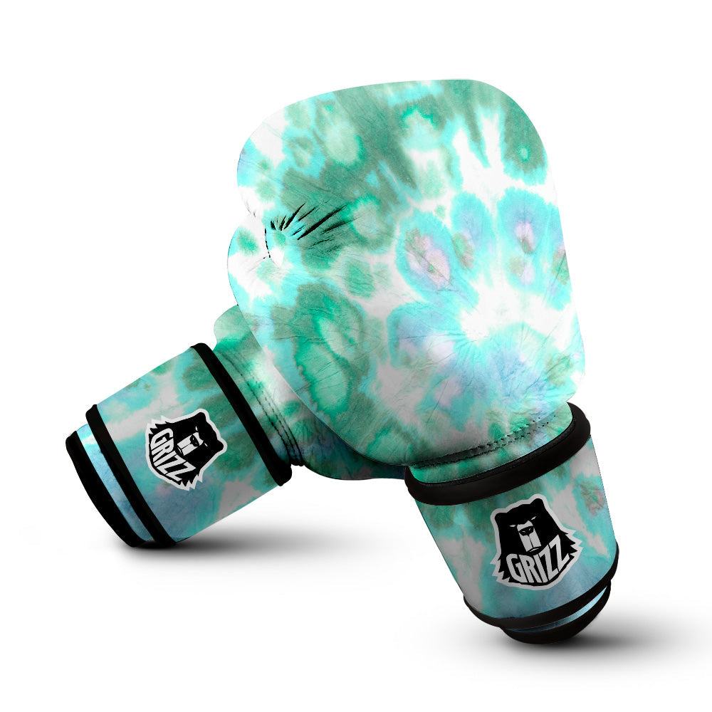 Tie Dye Blue Green And White Print Boxing Gloves-grizzshop