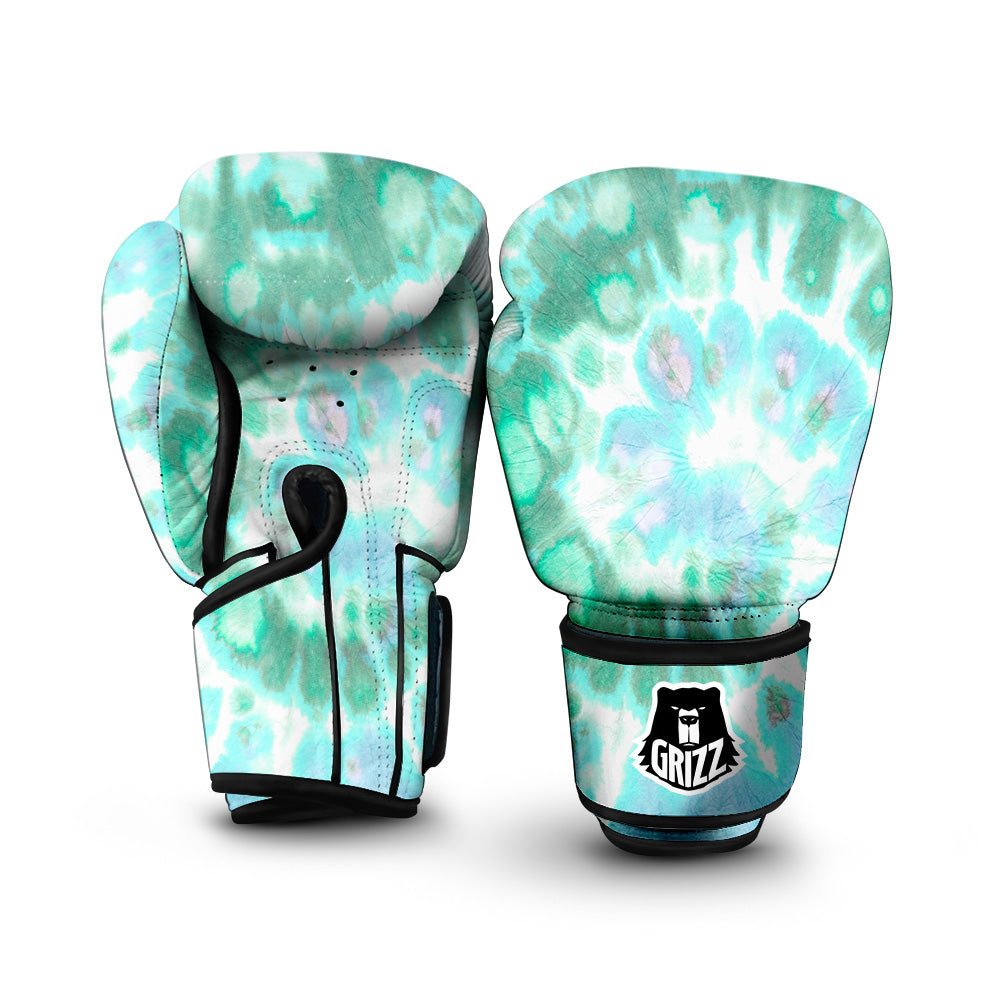 Tie Dye Blue Green And White Print Boxing Gloves-grizzshop