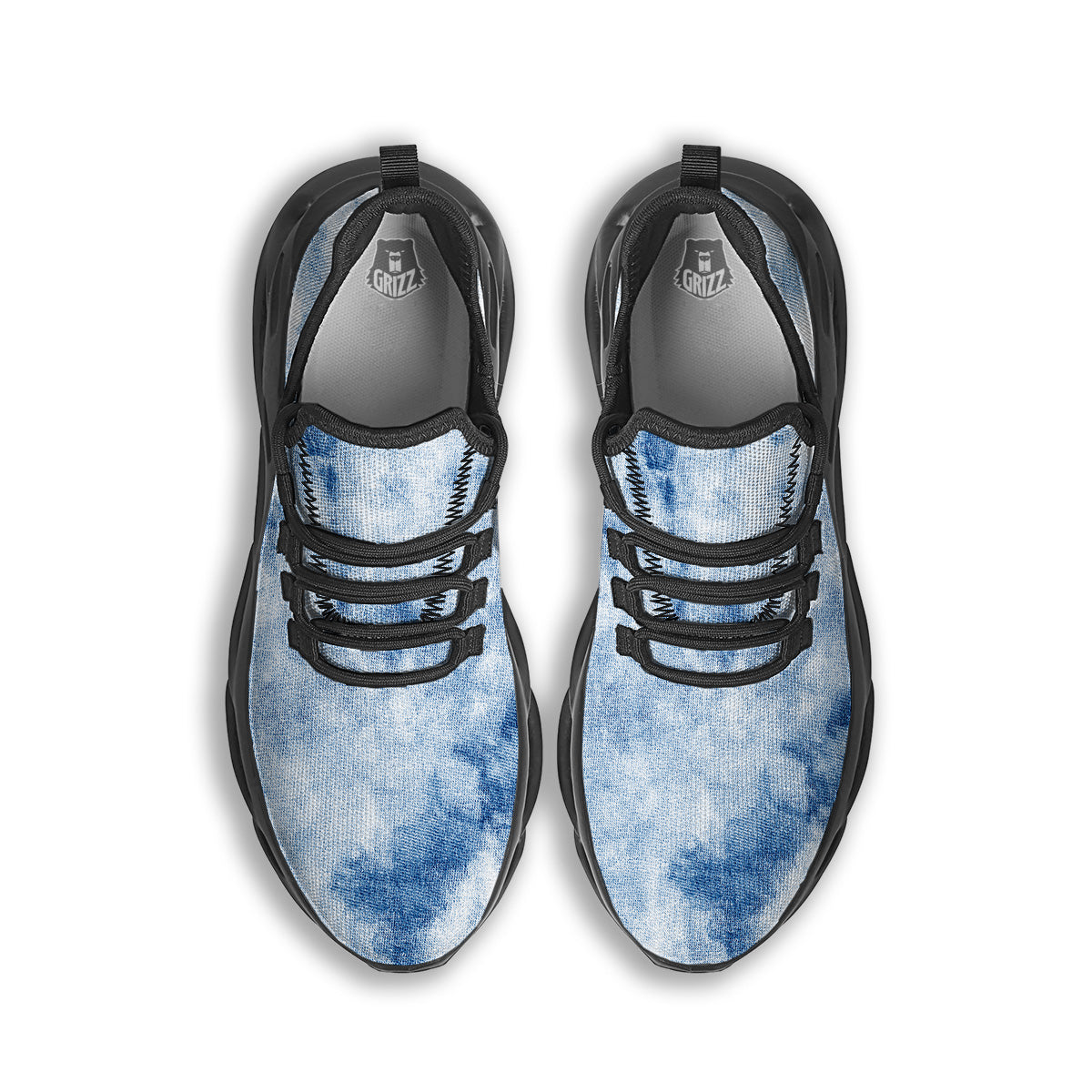 Tie Dye Blue Print Black Running Shoes-grizzshop
