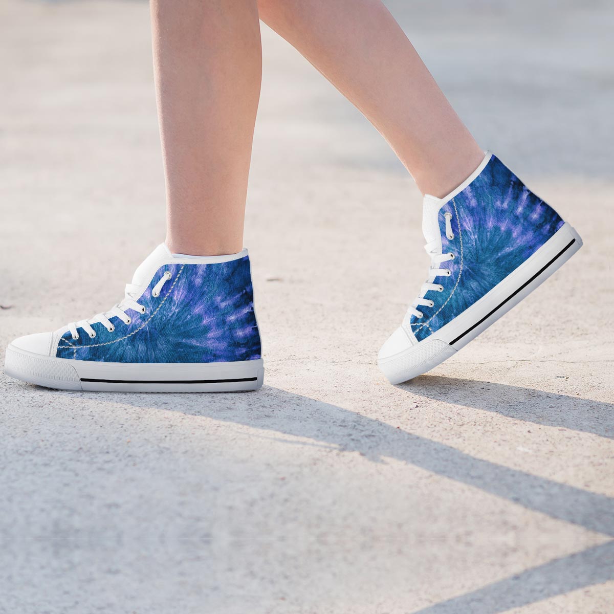 Tie Dye Blue Print Women's High Top Shoes-grizzshop