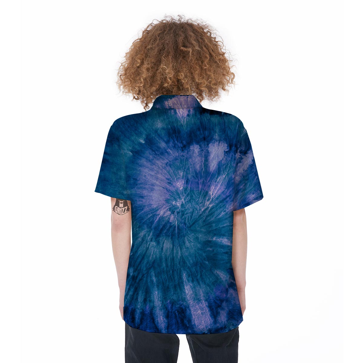 Tie Dye Blue Print Women's Short Sleeve Shirts-grizzshop