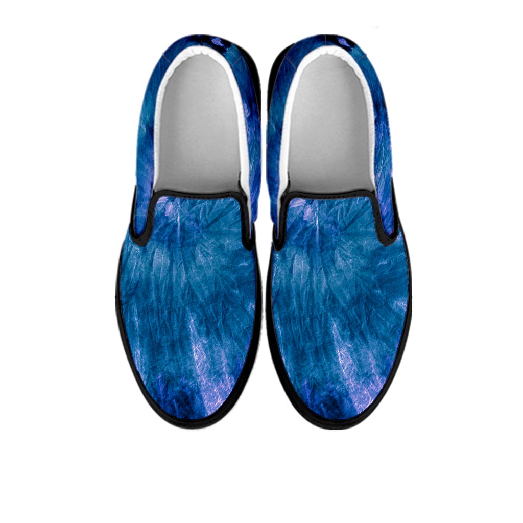 Tie Dye Blue Print Women's Slip On Sneakers-grizzshop