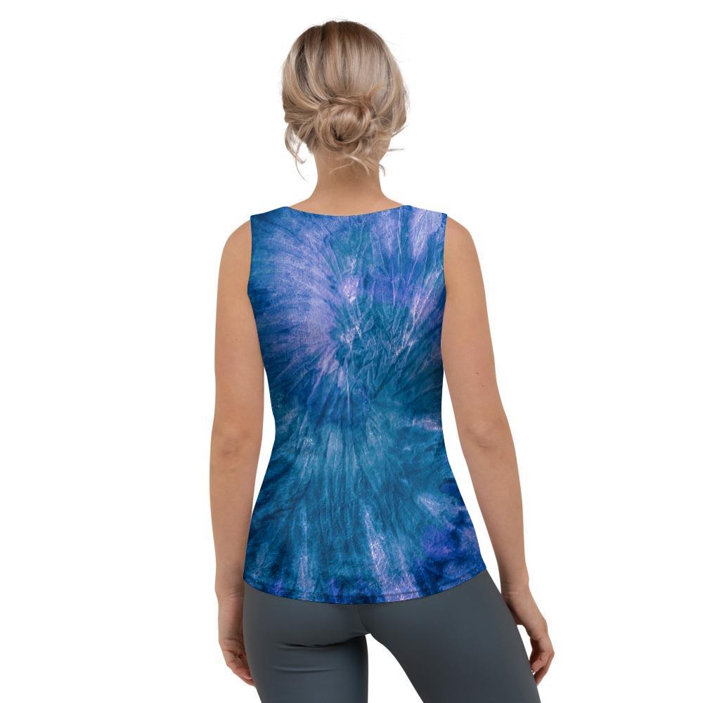 Tie Dye Blue Print Women's Tank Top-grizzshop