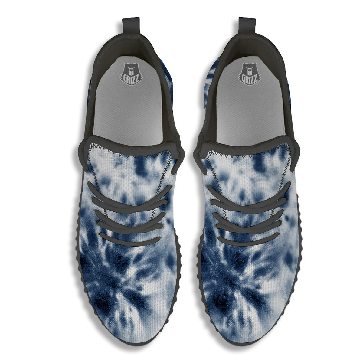 Tie Dye Blue Shibori Print Black Walking Shoes-grizzshop