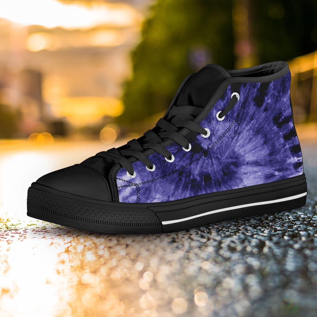 Tie Dye Blue Women's High Top Shoes-grizzshop