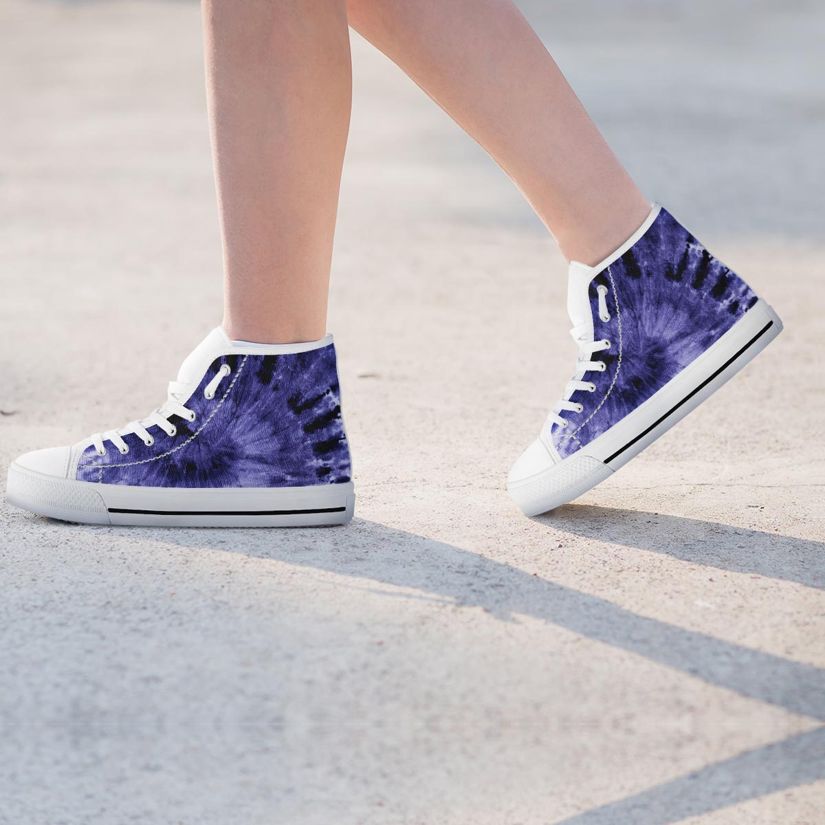 Tie Dye Blue Women's High Top Shoes-grizzshop