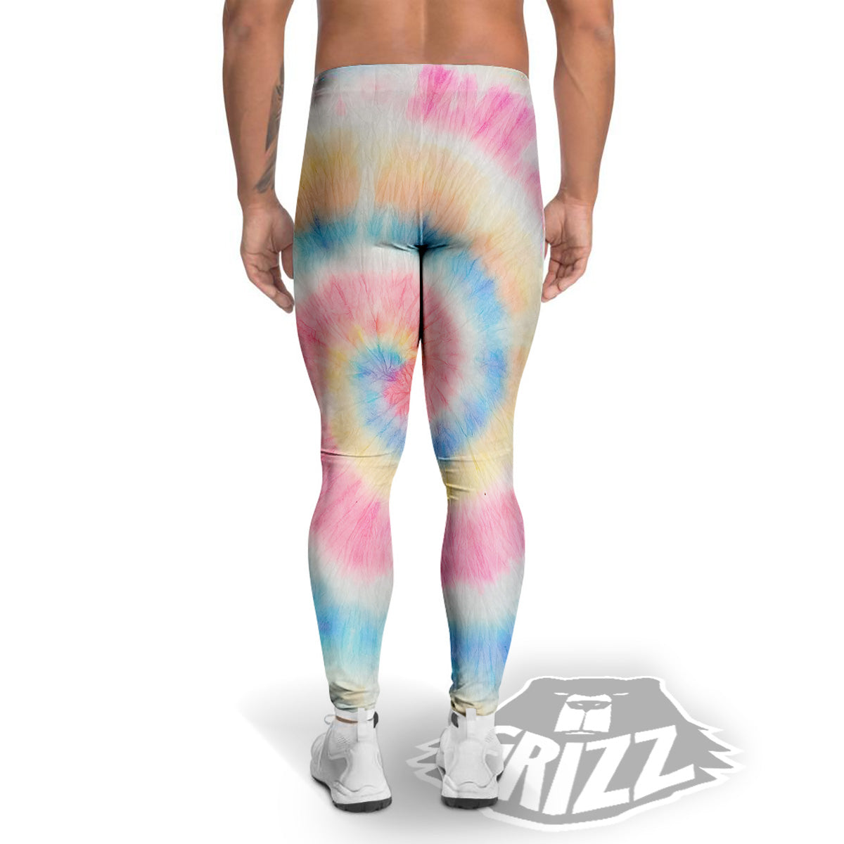 Tie Dye Bright Swirl Print Men's Leggings-grizzshop