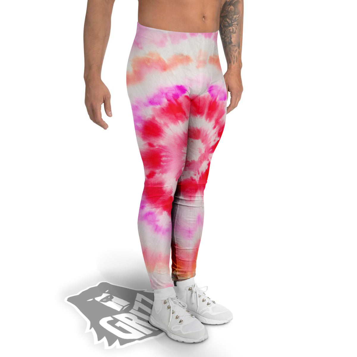 Tie Dye Circle Print Men's Leggings-grizzshop