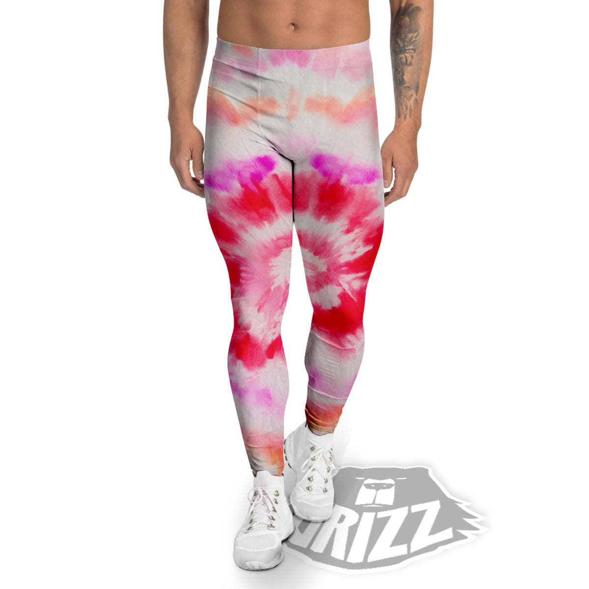 Tie Dye Circle Print Men's Leggings-grizzshop