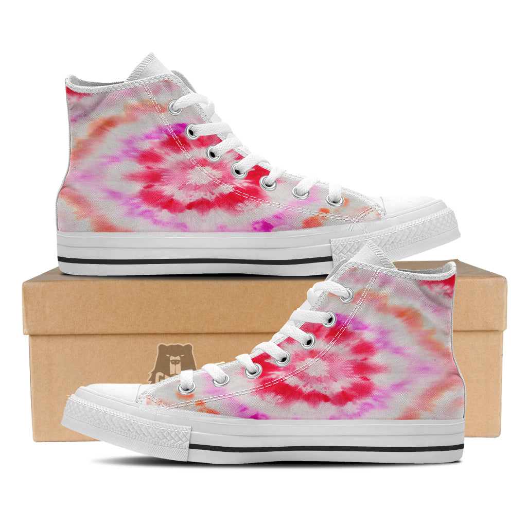 Tie Dye Circle Print White High Top Shoes-grizzshop