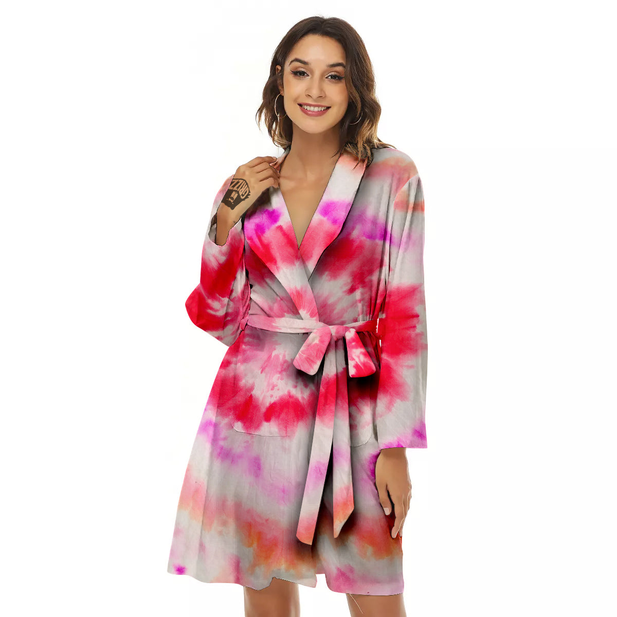 Tie Dye Circle Print Women's Robe-grizzshop