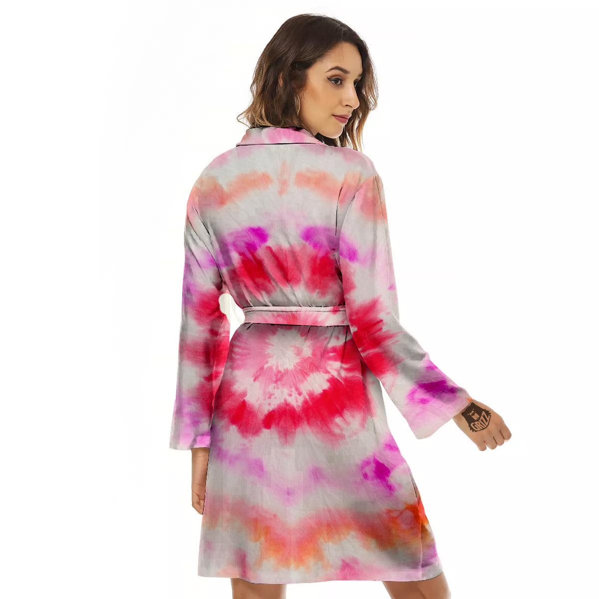 Tie Dye Circle Print Women's Robe-grizzshop