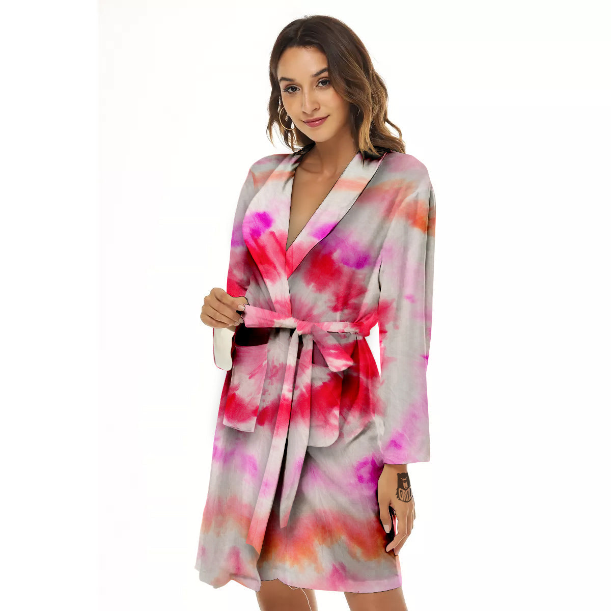 Tie Dye Circle Print Women's Robe-grizzshop