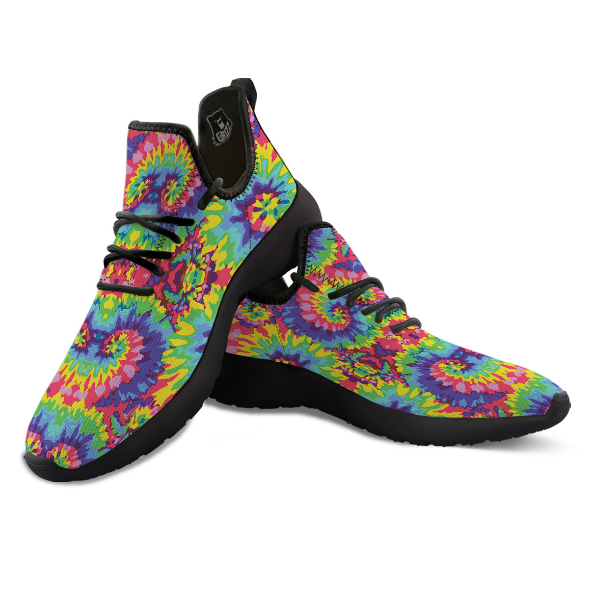 Tie Dye Colorful Abstract Print Pattern Black Athletic Shoes-grizzshop