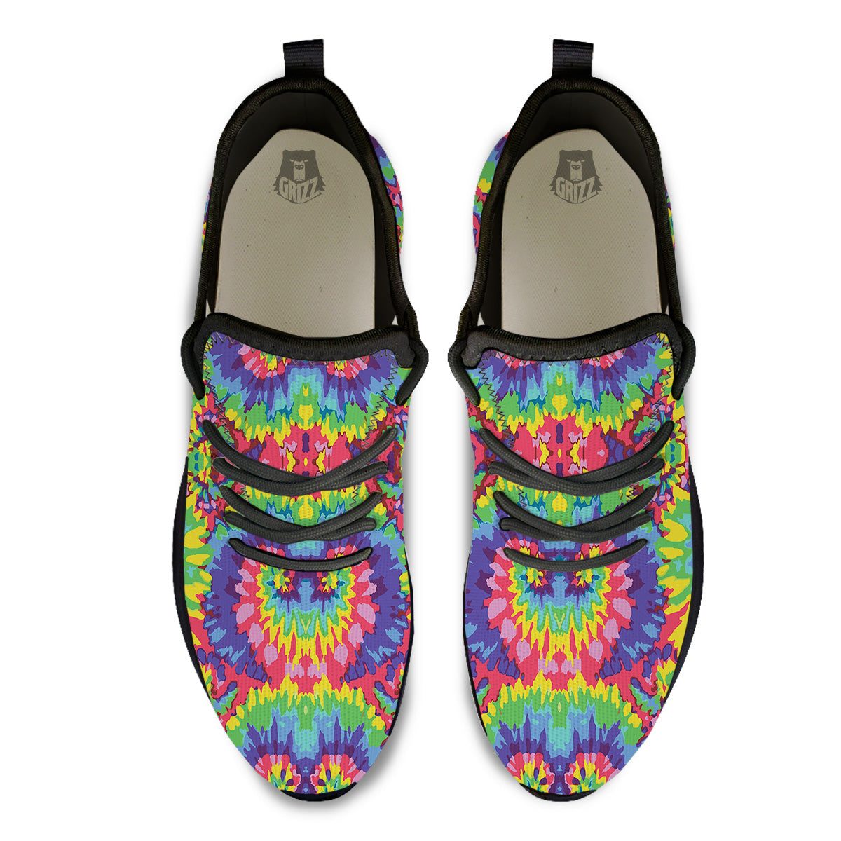 Tie Dye Colorful Abstract Print Pattern Black Athletic Shoes-grizzshop