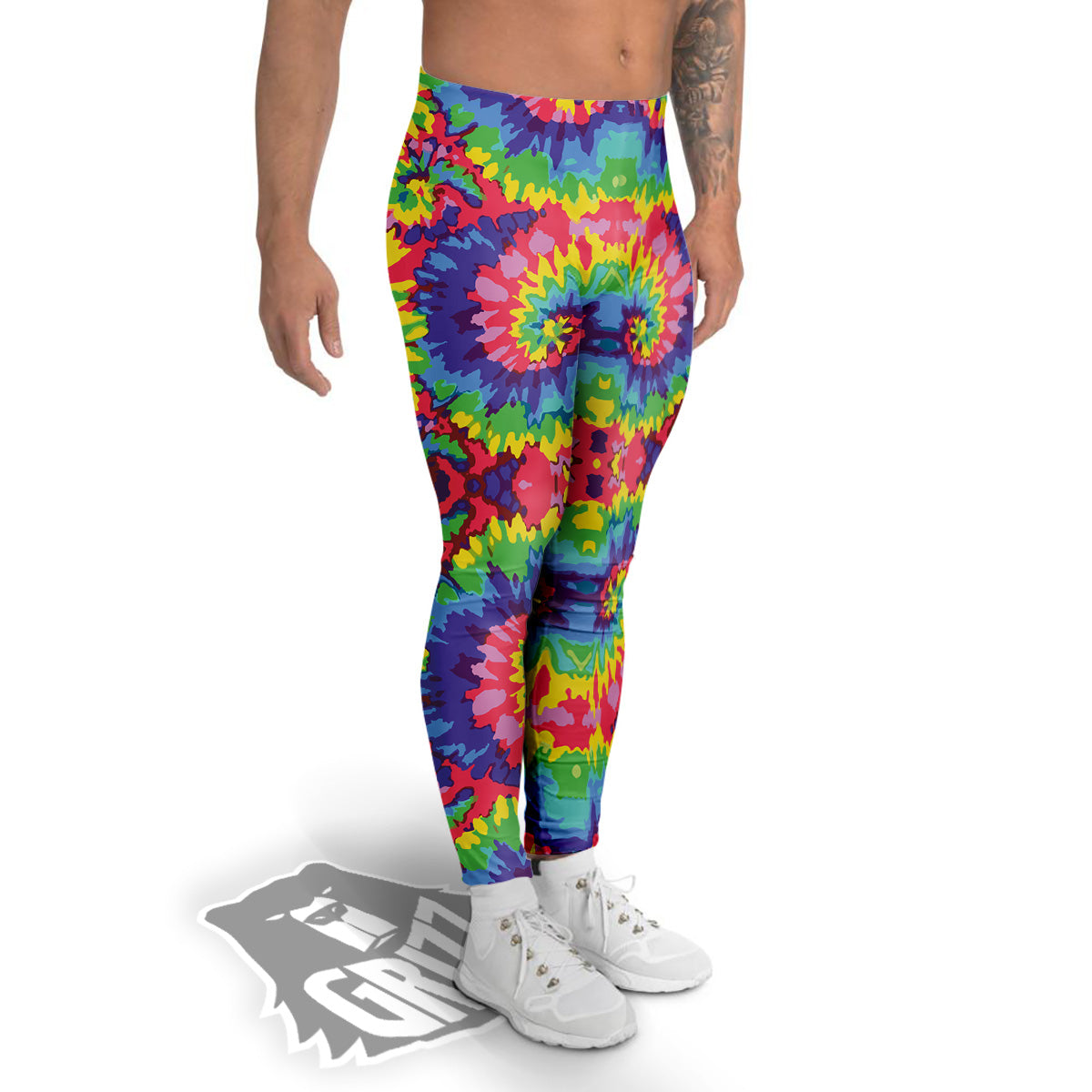 Tie Dye Colorful Abstract Print Pattern Men's Leggings-grizzshop