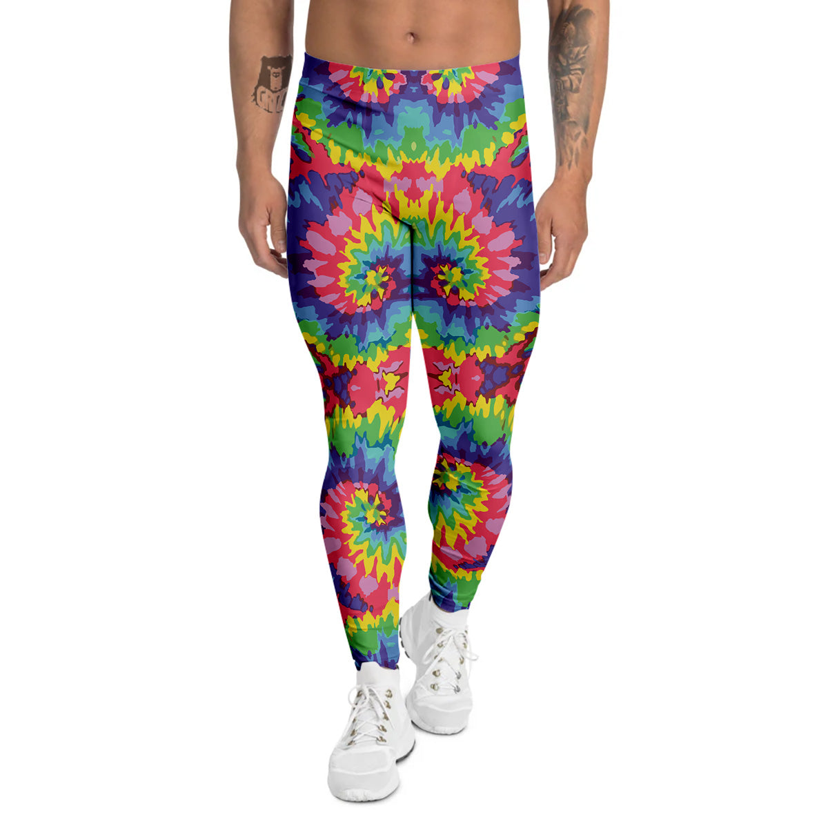 Tie Dye Colorful Abstract Print Pattern Men's Leggings-grizzshop