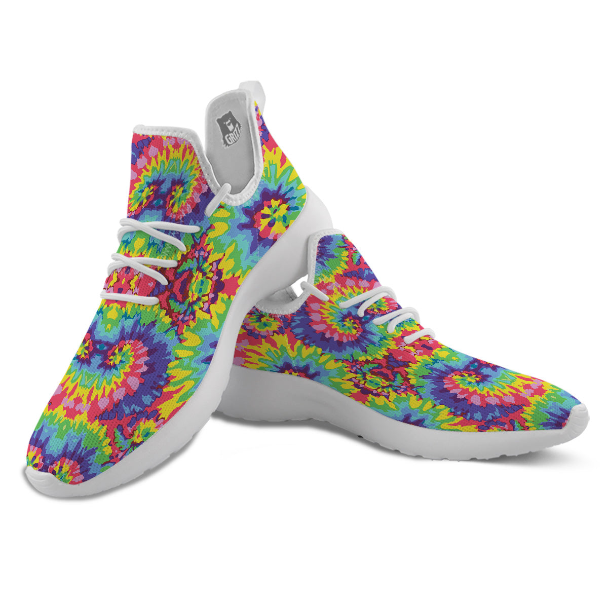 Tie Dye Colorful Abstract Print Pattern White Athletic Shoes-grizzshop