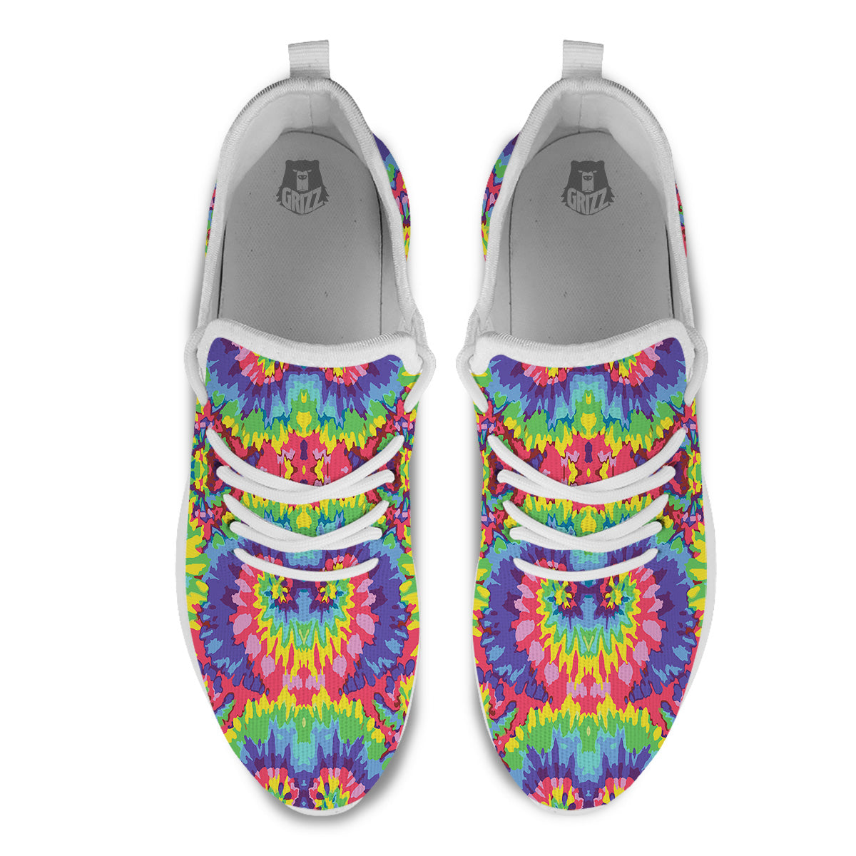 Tie Dye Colorful Abstract Print Pattern White Athletic Shoes-grizzshop