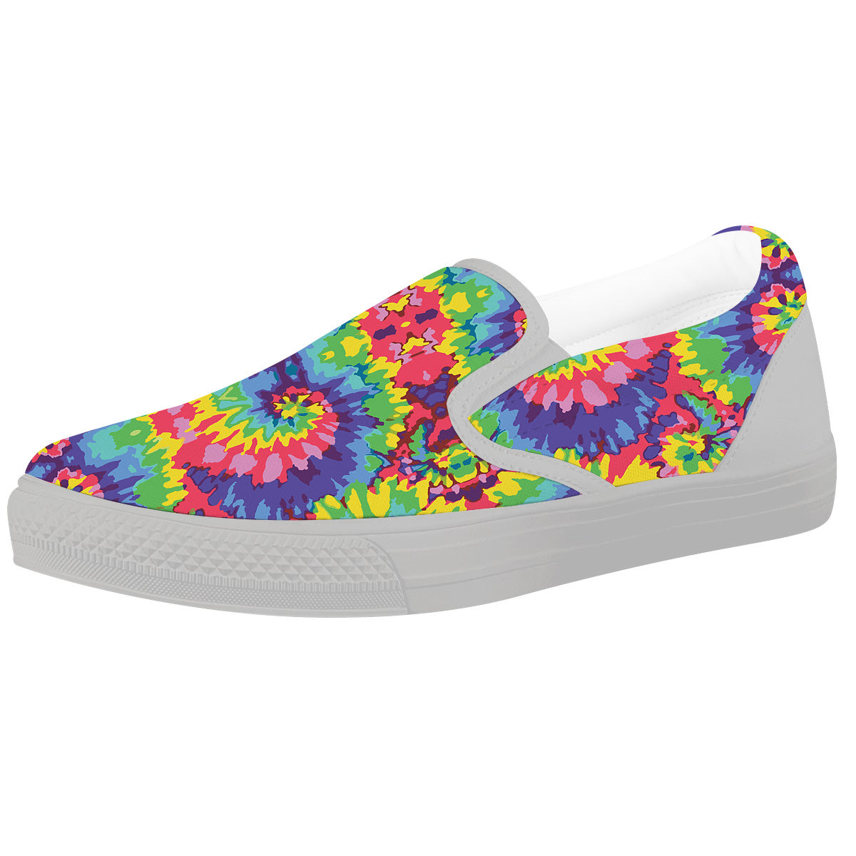 Tie Dye Colorful Abstract Print Pattern White Slip On Shoes-grizzshop