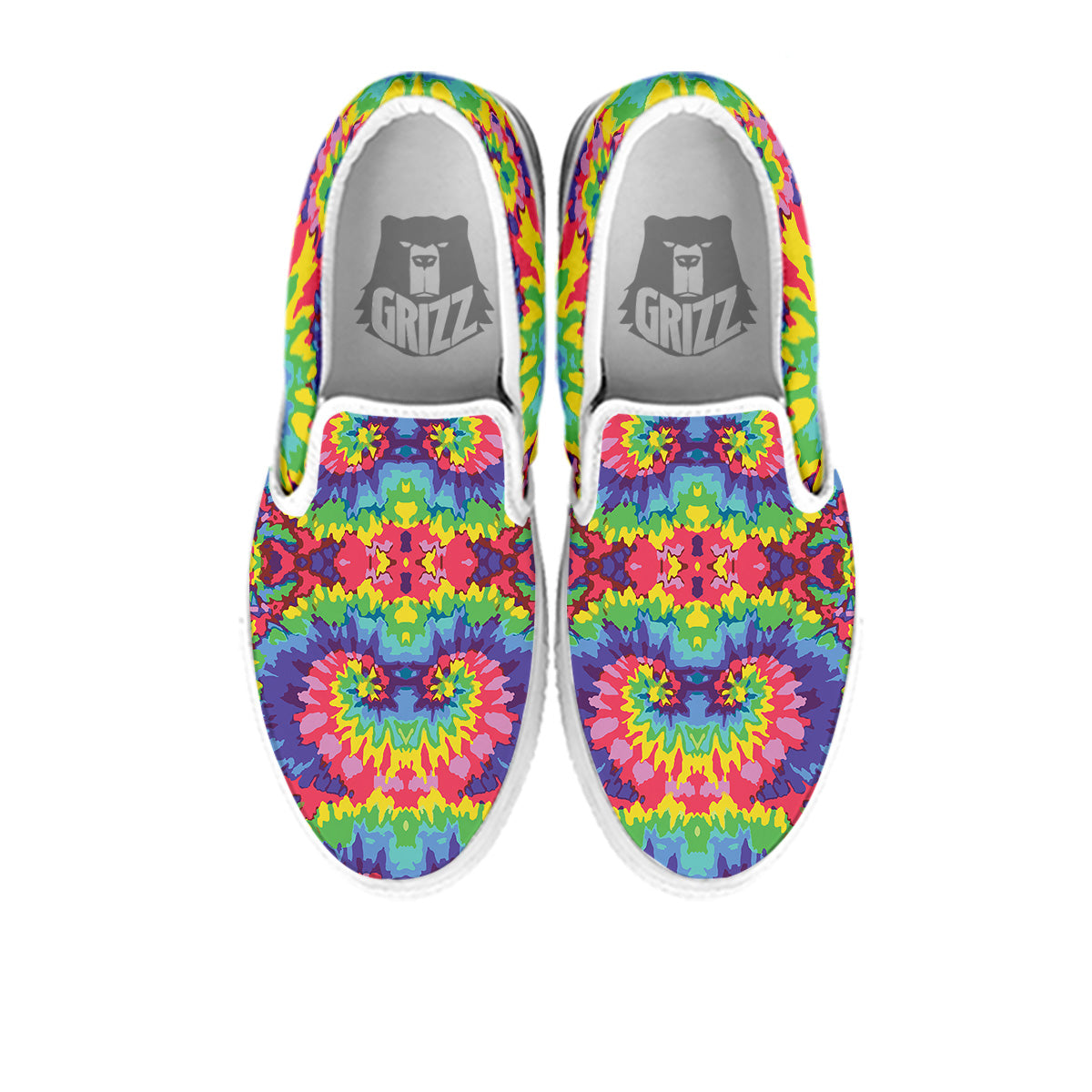 Tie Dye Colorful Abstract Print Pattern White Slip On Shoes-grizzshop