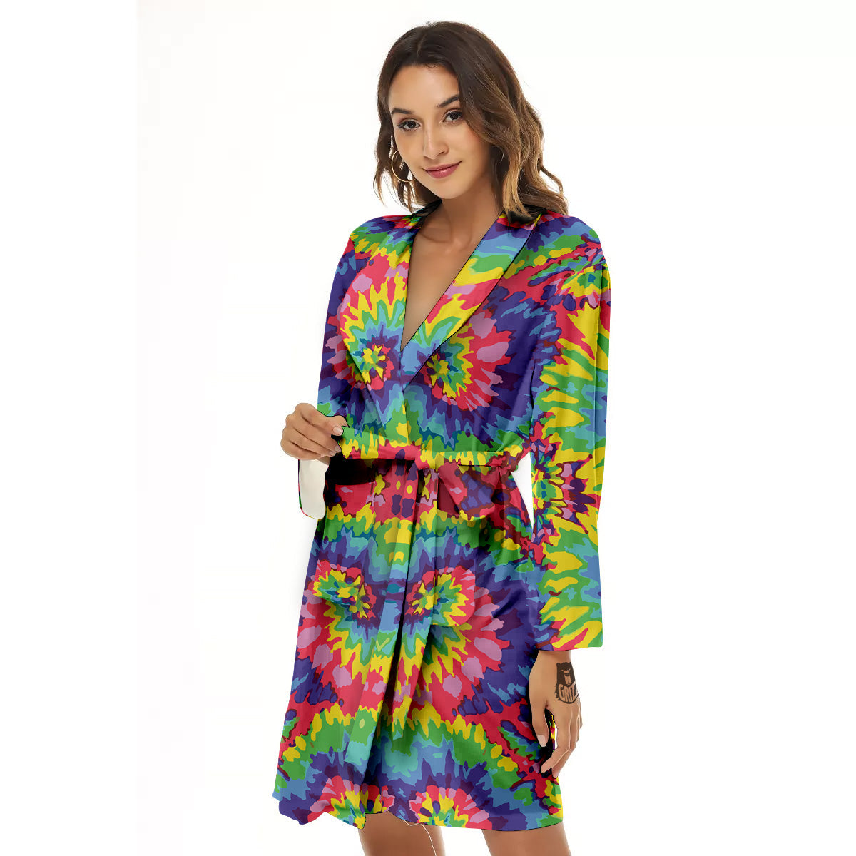 Tie Dye Colorful Abstract Print Pattern Women's Robe-grizzshop
