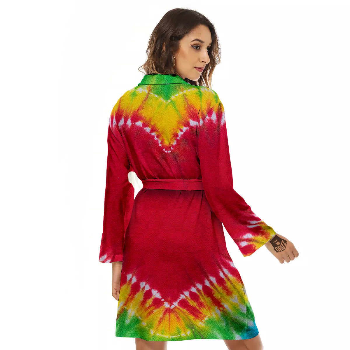 Tie Dye Colorful Heart Print Women's Robe-grizzshop