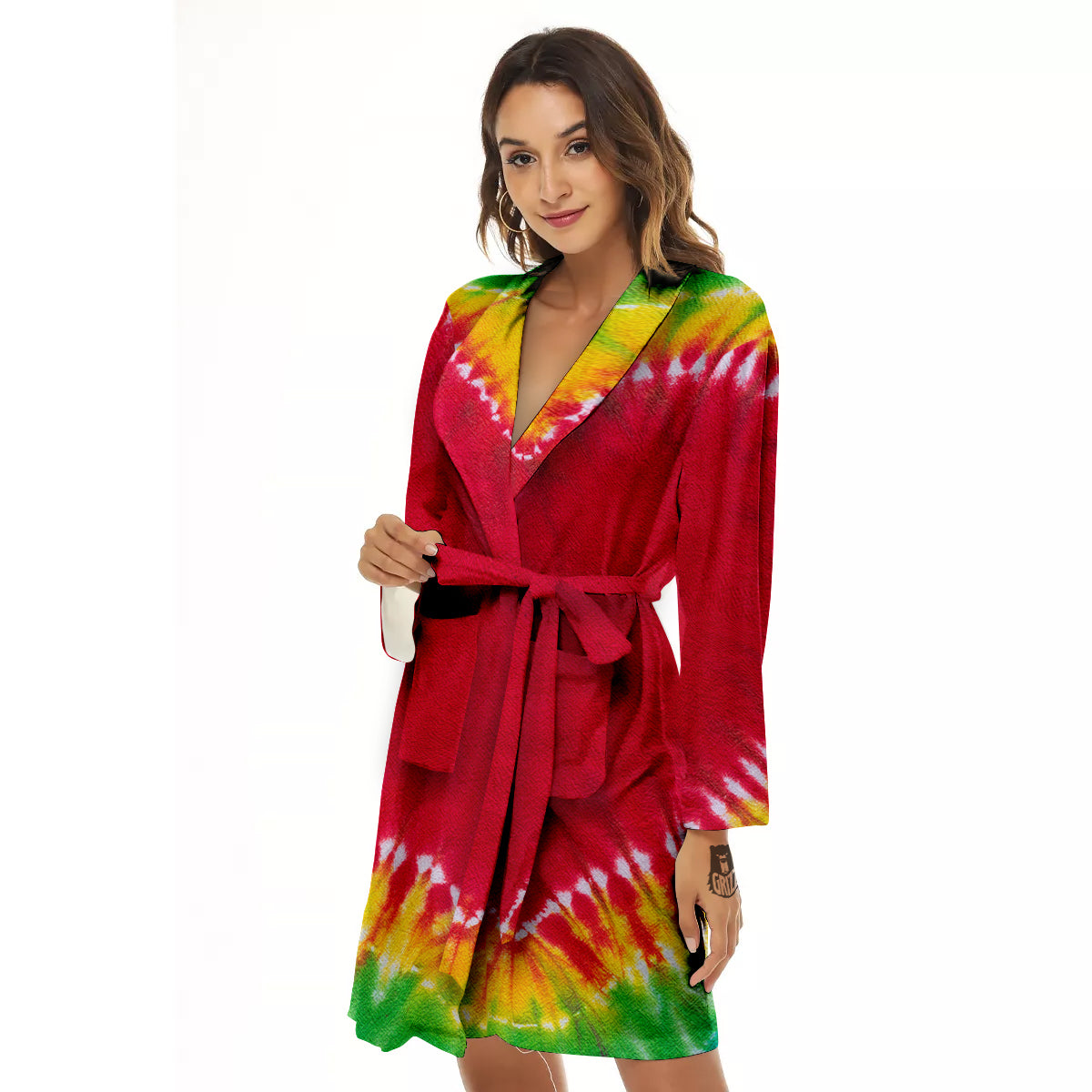 Tie Dye Colorful Heart Print Women's Robe-grizzshop