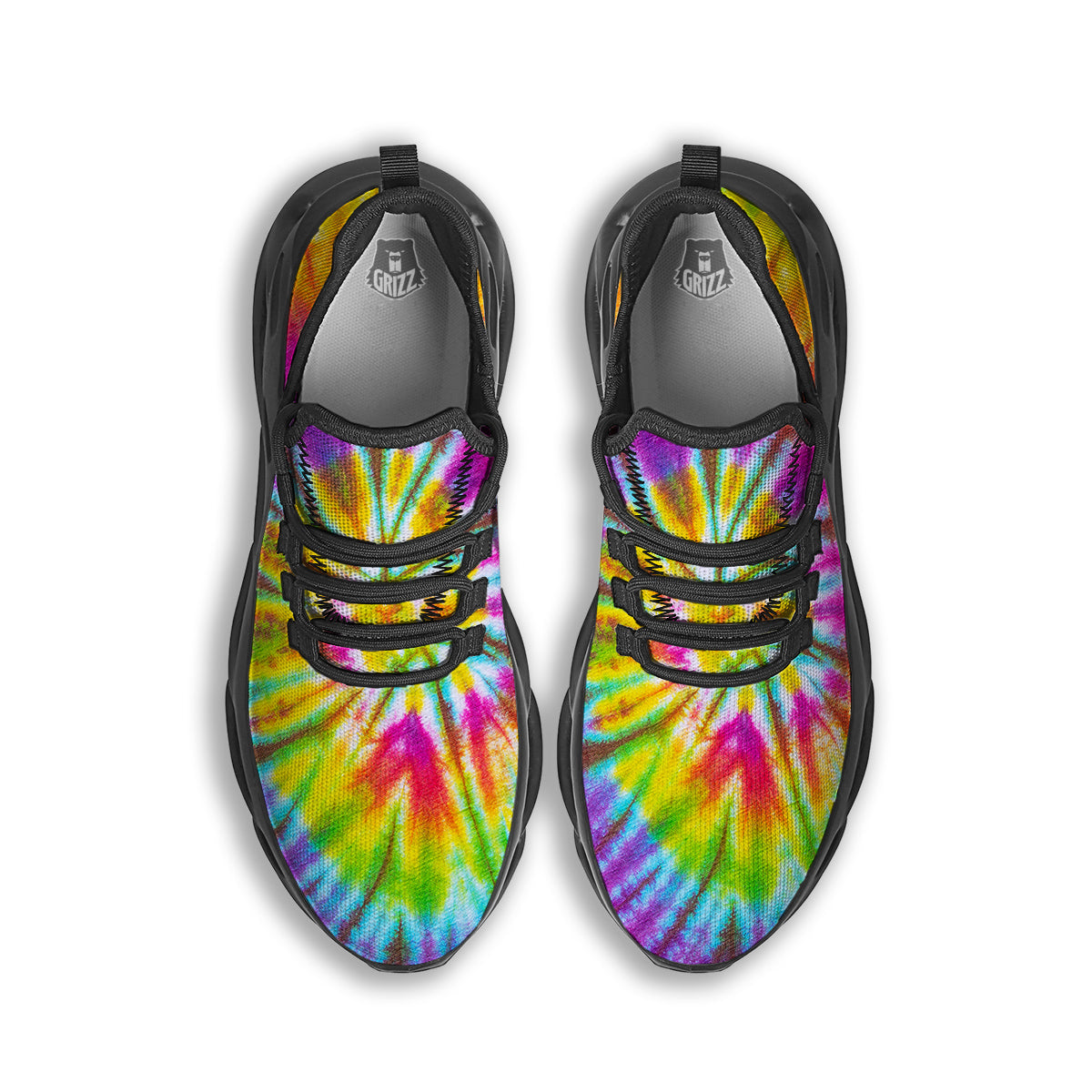 Tie Dye Colorful Hippie Print Black Running Shoes-grizzshop