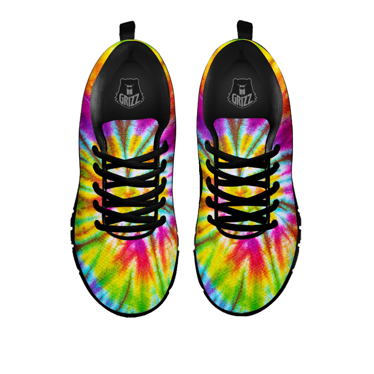 Tie Dye Colorful Hippie Print Black Sneaker-grizzshop