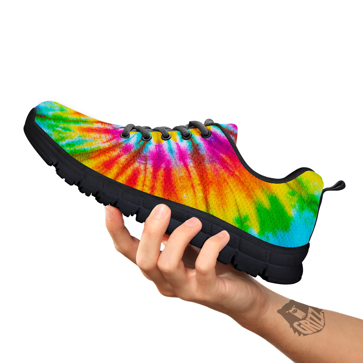 Tie Dye Colorful Hippie Print Black Sneaker-grizzshop