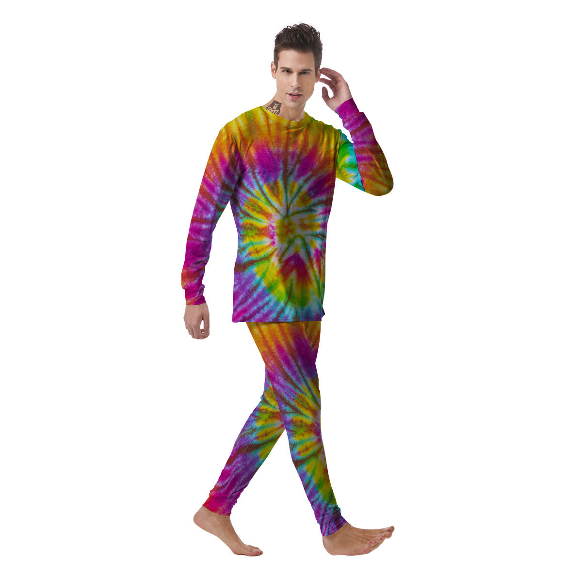 Tie Dye Colorful Hippie Print Men's Pajamas-grizzshop