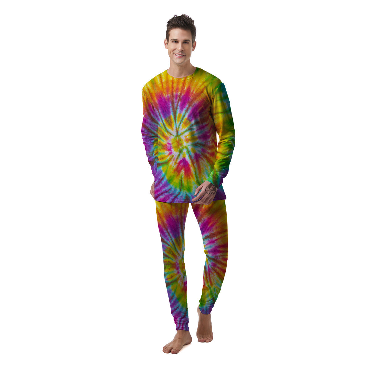 Tie Dye Colorful Hippie Print Men's Pajamas-grizzshop