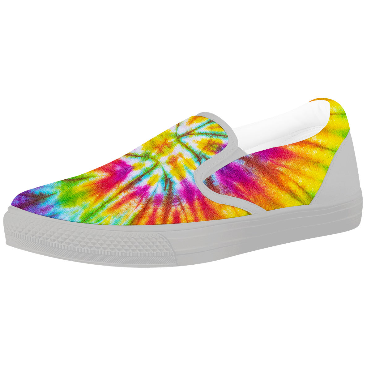 Tie Dye Colorful Hippie Print White Slip On Shoes-grizzshop