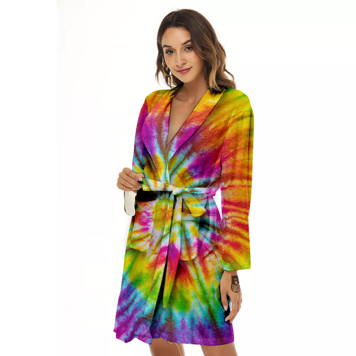 Tie Dye Colorful Hippie Print Women's Robe-grizzshop